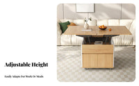 Multi-Functional Lift-Top Coffee Table with Hidden Stools Space-Saving Lift-Top Coffee Table with Nesting Stools Adjustable Height Living Room Furniture Built-in Storage for Apartment Dwellers, Families, Telecommuting Workers, Small Areas, Dining