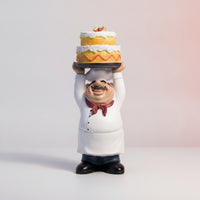 Chef Figurine with Cake Bakery Theme Chef Figurine Tabletop Decor for Culinary Artists, Chefs, Kitchen, Cafe, Restaurant