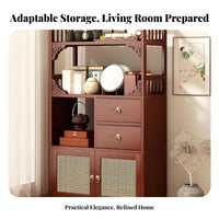 Multi-Functional Chinese aesthetic Tea Station Space-Saving Design Household Storage Integrated Water Kettle Holder Display Shelf Tiered Shelving for Homeowners, Collectors, Living Room, Study, Office, Kitchen