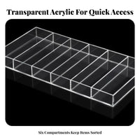 Minimalist Design 6 Compartment Storage Tray Space Saving Multi-Section Desk Divider Polished Edges for Desktop