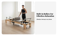 Pilates Reformer Space Saving Pilates Reformer Bed Easy Storage Adjustable Core Training Bed for Sedentary People, Postpartum Women, Home, Studio, Gym