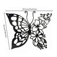 Metal Lepidoptera Wall Art Rust Resistant Butterfly Floral Wall Decor Nature Themed Black Metal Floral Piece Hanging