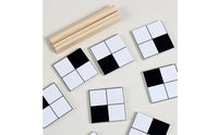 Black and White Puzzle Toy Grid Lines Pattern Block Activity Set Wooden Stand Tabletop Learning Puzzle for Children