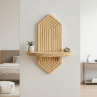 Wall-Mounted Shelf with Carved Backboard Light Wood Wooden Wall Shelf Minimalist Display Shelves for Living Room, Bedroom, Entryway
