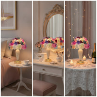 Floral Lamp with Rose Petal Shade Pink Flower Dome Table Lamp Elegant Warm for Bedroom, Living Room