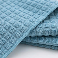 Highly Absorbent Microfibre Cloth and Microfibre Cloth, Blue Warp Knit Pattern Dishcloths, Multipurpose Cleaning Towels for Kitchen and Furniture