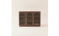 Cabinet with Fluted Glass Doors Wood Grain Side Cabinet Quiet Sideboard for Living Room, Bedroom