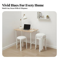 Sturdy Stackable padded seated Round Seat Space-Saving Round Padded Folding Stool Foldable Design Backless Chair Portable for Apartment Dwellers, residents, Living Room, Parties, Kitchen, Bedroom