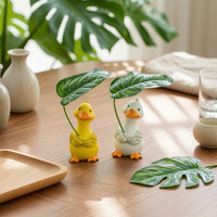 Leaf Umbrella Duck Ornament Easy to Maintain Duck Garden Ornament Bright Colors