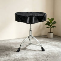Drum Stool with Saddle Seat Velvet Saddle Drum Throne Height Adjustable Furniture for Drummers, Percussionists, Stage, Audio Production Studios