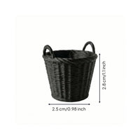 Woven Dollhouse Basket with Handles Rustic Miniature Basket with Handles Realistic Miniature Fireplace Accessory for Diorama