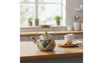 Enamel Tea Kettle Induction & Gas Cooktop Compatible Vintage Enamel Kettle Vintage Design Teapot Hand-Painted Craft Floral