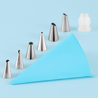 8 Piece Stainless Steel Icing Tips Set, Beginner Cake Decorating Kit for Bakery Supplies, Cream Piping Nozzles with Pastry Bags and Converter for
