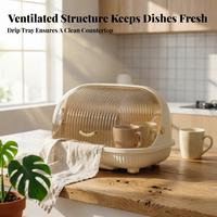 Dish Drainer with Lid Removable Drainboard Covered Dish Drainage Rack Fast Draining Covered Tableware Drainer