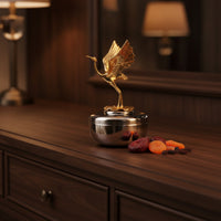 Jar with   Figurine Silver-Toned Jar with Lid Decorative Canister for Living Room