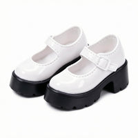 School Shoes Buckle Strap Elevated Sole Doll Shoes Rounded Toe