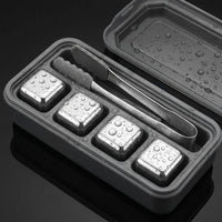 Storage Box with 12 Reusable Chilling Cubes for Home Bar, Stainless Steel Whisky Stones Gift for Him and Men, Food Grade Chilling Rocks