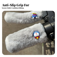 Winter Bike Handle Warmers Cold-Resistant Winter Bike Grip Covers Warm Keeping Fleecy Handlebar Grips for Motorcycle Riders, Men, Outdoor Riding
