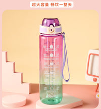 1L Transparent Gradient Space Cup Large Capacity Sports Water Bottle