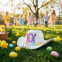 Easter Egg Decorated Hat Adorable Design Easter Cowboy Hat Lightweight for Girls