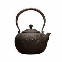 Gold Serpent Tea Kettle Even Heating Embossed Iron Kettle Rust Resistant Cast Iron Teapot