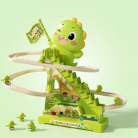 Electric Climbing Track Toy Musical Stair Climbing Dinosaur Toy Dinosaur Track Set with Cars Light-up Interactive for Kids