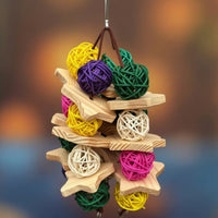 Bird Toy with Rattan Balls Shreddable Parrot Chew Toy Woven for Parrots, Conures