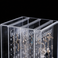 Acrylic Jewelry Organiser with Velvet Drawers, Clear Drawer Style Storage Box, Earring Holder for Bedroom Dresser, Large Jewellery