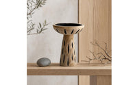 Wooden Pedestal Bowl Handcrafted Wood Display Riser Round rack for Entryway Table, Bookshelf