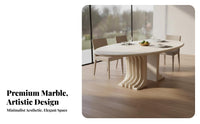 Oval Marble Dining Table European Design Minimalist Marble Surface Table Luxurious and Grand Household Furniture for Homeowners, Families, Villa