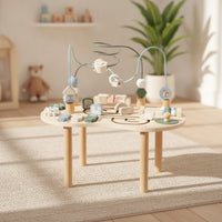 Wooden Activity Table with Bead Maze Child-Focused Wooden Activity Table Toy Early Learning Furniture Sensory for Toddlers