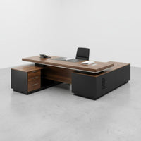 Thickened Desktop Executive Office Desk Sturdy and Long-Lasting Large Executive Table Heavy-Duty Modern Office Desk with Cabinet Scratch Resistant for Executives, Managers, Study Room