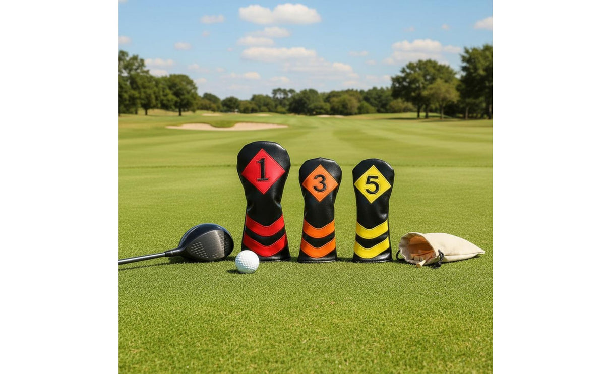 4 Pieces Sport Wood Headcover Set Water Resistant PU Leather Sport Headcover Numbered Course Wood Cover Snug Fit