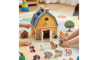 Wooden Farm Toy Fine Motor Shape Sorter Educational Toy House with Wooden Blocks for Daycare