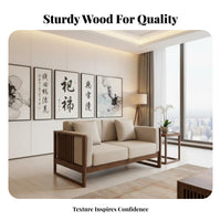 Wooden Frame Couch Set sturdy Wood Construction Multi-Piece Sofa Group Modern Chinese Design Lounge Suite for Homeowners, Living Room, Villa, recreation center