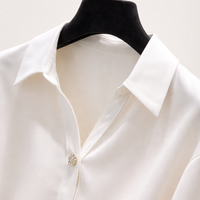 Silk-Like Shirts for Women Plus Size with V-Neck Long Sleeve Design, Party Tops and Office Wear, Dress with Stretch Material