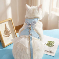 Small Dog Harness and Leash Set, Soft Material Harness with a Cute Bow Tie, Comfortable Travel Walking Harness for Secure Outdoor Walking Use