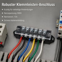 TB-1506 DIN Rail Terminal Block, 600V 15A, 100 pieces 6-pole, for control cabinet & DIYers, secure electrical connection