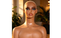 PVC Mannequin Head Photo Prop Female Bust Mannequin with Shoulders Female Display Bust for Salon