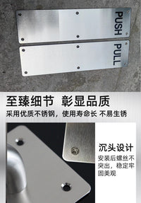 Thickened Stainless Steel Push Plate with Handle for Fire Doors