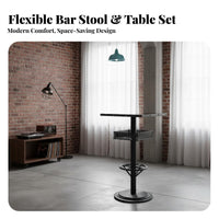 3 Pieces Factory-aesthetic aesthetic Counter Height Table and Stool Set Wrought Iron Frame Bar Furniture Retro Design for Restaurant Owners, Cafe Proprietors, Nightclub, Small Spaces, Home Kitchen, Dining Room