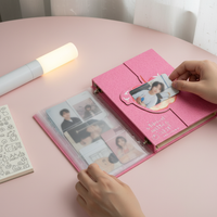 Pink Apple Shaped A5 Photocard Binder with Magnetic Closure, 4-Pocket Pages for Kpop Photocards