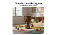 Beginner-Friendly Djembe Portable Patterned Djembe Ethnic Design Pattern Hand Drum Goatskin Drumhead for Beginners, Music Students, Musicians, Home Practice, Musical Performances, Outdoor Gathering, Festivals