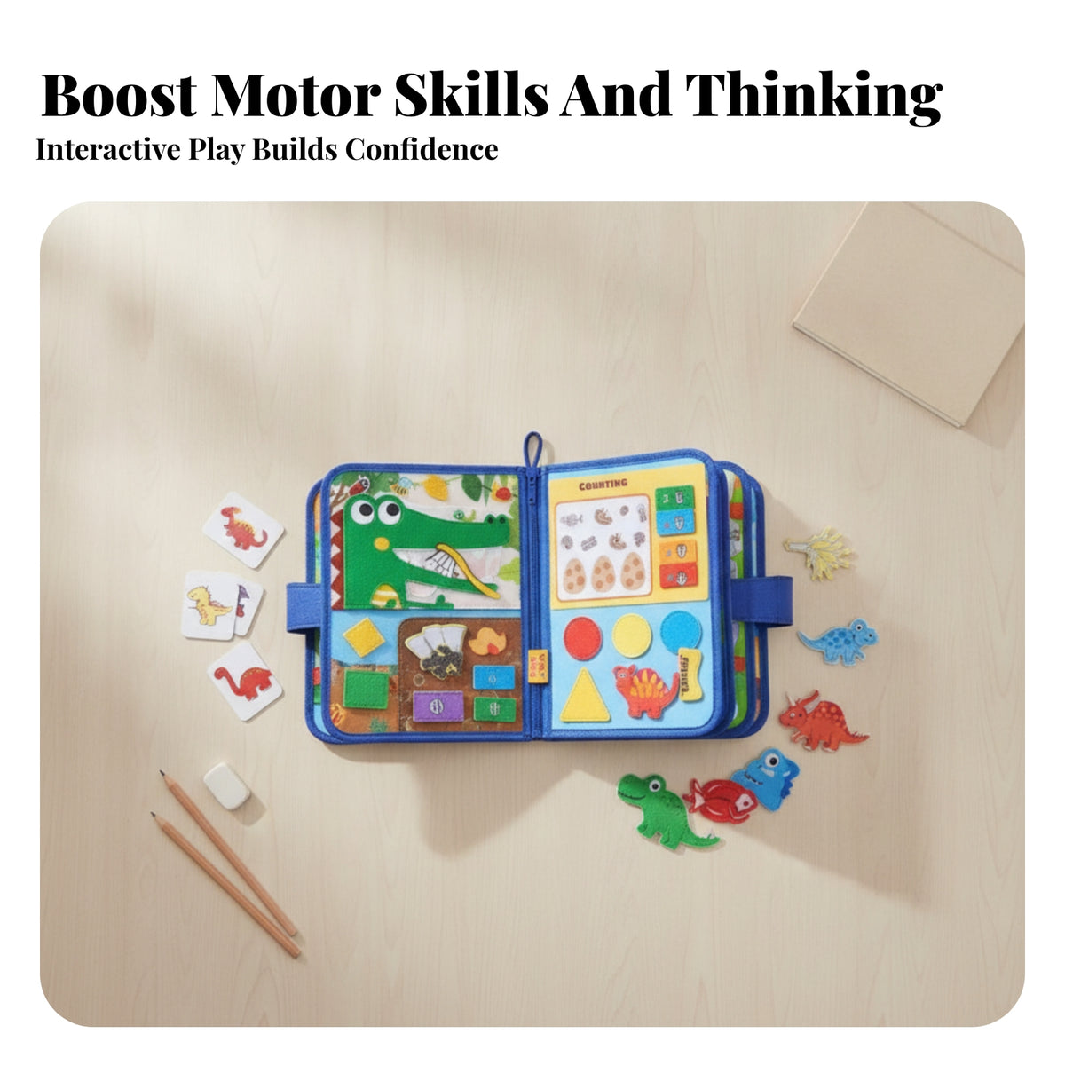 Interactive Panels Zippered Folder Activity Book Foldable Felt Busy Board Fine Motor Skills Educational Busy Book Hand-Eye Coordination for Preschoolers
