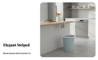 Lidless Striped Trash Can Uncovered Top Plastic Wastebasket with Pressure Band Plastic Garbage Can Easy to Clean for Kitchen
