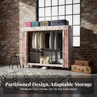 Installationno-Tools-Required Portable Textile Closet Easy Assembly Portable Textile Wardrobe Foldable Design Garment Rack Tool-Freestanding for Renters, Students, Homeowners, Bedroom, Apartment, Dorm Room, Basement