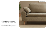 Japanese Aesthetic Visual appeal 3-Seater Upholstered Couch Japanese SilhouetteSeater textile Settee Corduroy Upholstery Sofa Nordic Design for Apartment Dwellers, Residents, beigeice Managers, Studio Flat, Lounge Area, Bedroom