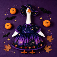 Goose in Witch Costume Resistant Witch Goose Figurine Gothic Halloween Outfit for Collectors, Mantel, Entryway