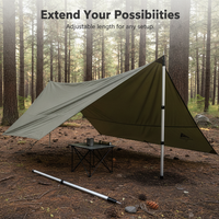Adjustable Aluminum Awning Pole with Silicone Anti-Thunder Cap for Outdoor Camping Tent Sunshade
