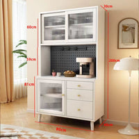 Sintered Stone Top Sideboard Storage Cabinet Buffet Cabinet Fluted Glass Drawers Multifunctional Hard-wearing Surface Suitable for Homeowners Families Dining Room Kitchen Hallway